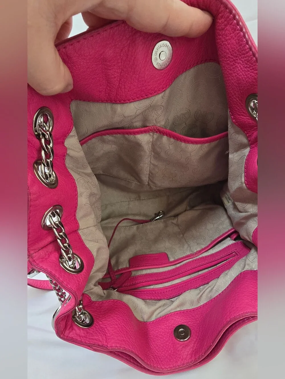 Michael Kors Jet Set Hot Pink Leather Chain Tote